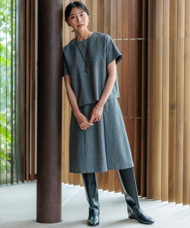 23区 【洗える】ツイーディーエトワール ブラウス グレー系