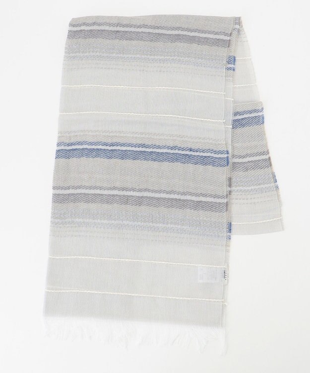 JOSEPH ABBOUD 【イタリア製】スラブボーダージャガード ストール ライトグレー系1