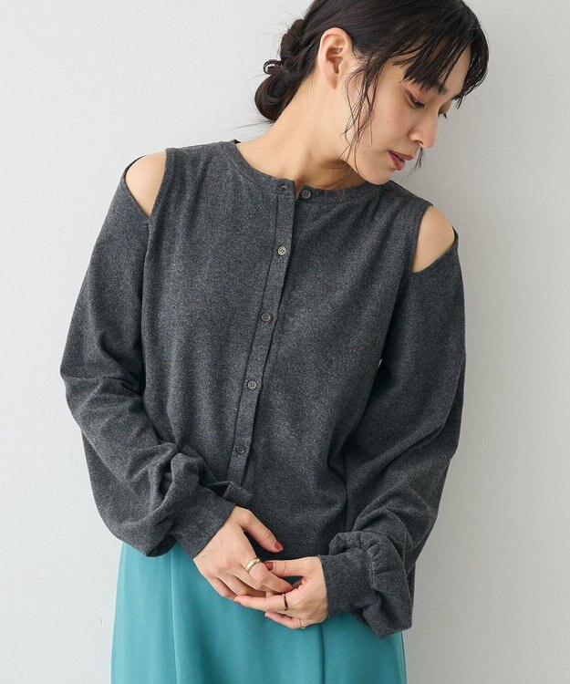 CRAFT STANDARD BOUTIQUE カットアウトデザインカーディガン Charcoal Gray