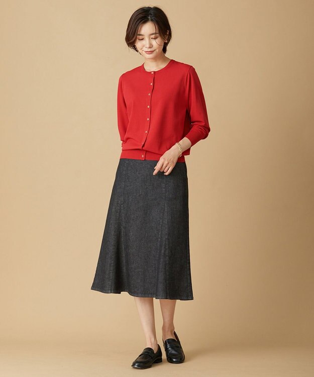 J.PRESS LADIES L 【洗える】 レーヨンエリートストレッチ カーディガン オレンジ系