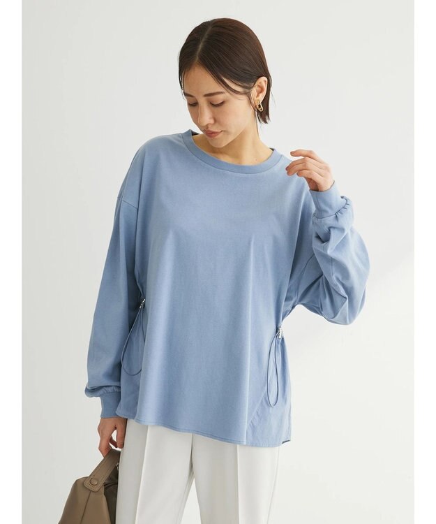 Green Parks ドロストドッキング長袖プルオーバー Sax