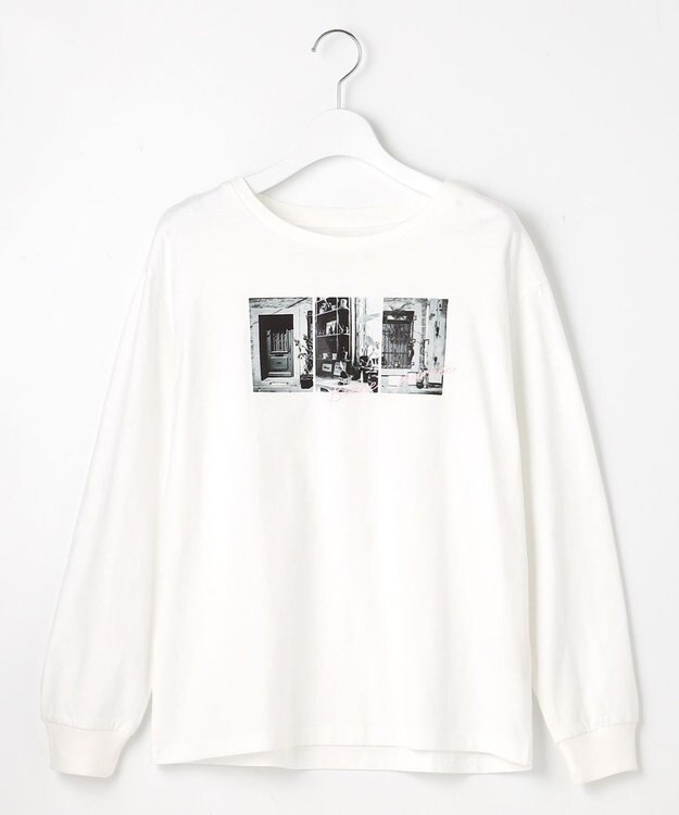 Feroux 【洗える】アソートプリントロング Ｔシャツ ホワイト系1