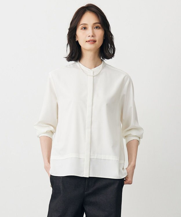 J.PRESS LADIES LIMBLESS50ツイル ブラウス アイボリー系