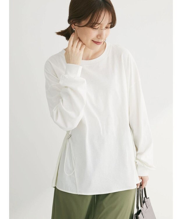 Green Parks ドロストドッキング長袖プルオーバー Ecru