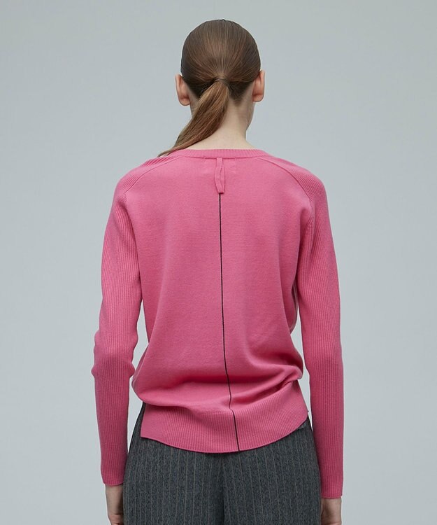 BEIGE， RIGNY / クルーネックニット Pink×Brwn Line