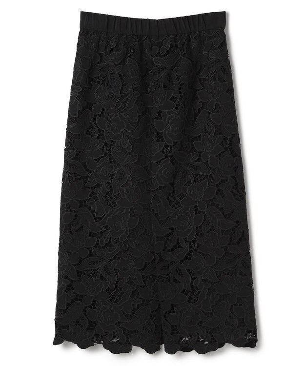 BEIGE， CITRINE / エンブロイダリーレースイージースカート Black