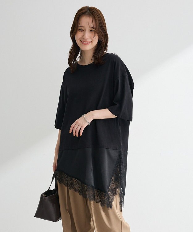 Green Parks レースドッキングＴシャツ Black