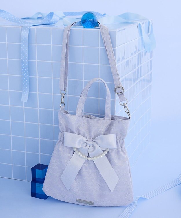 Maison de FLEUR ブルーマニアリボン２Ｗａｙトートバッグ Grayish Blue