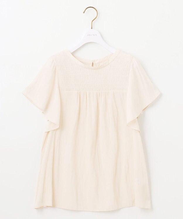 ANY SIS L 【洗える】シャーリングツヤ ブラウス アイボリー