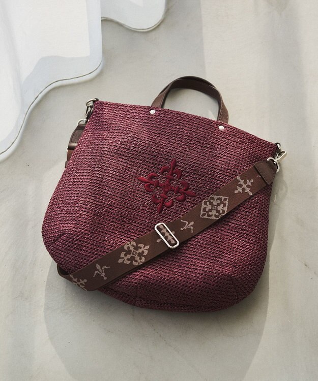 russet スリム2WAYトートバッグ <ナイロンラフィア>(CE-1717-WEB) Bordeaux