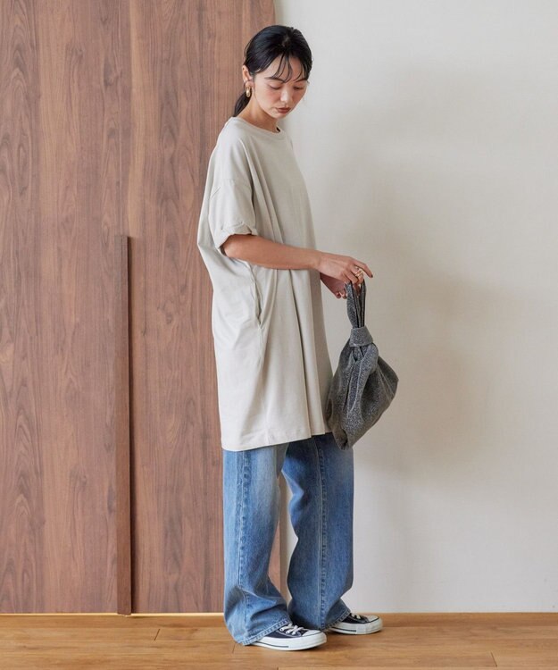 AMERICAN HOLIC 袖ロールアップカットチュニック Light Gray