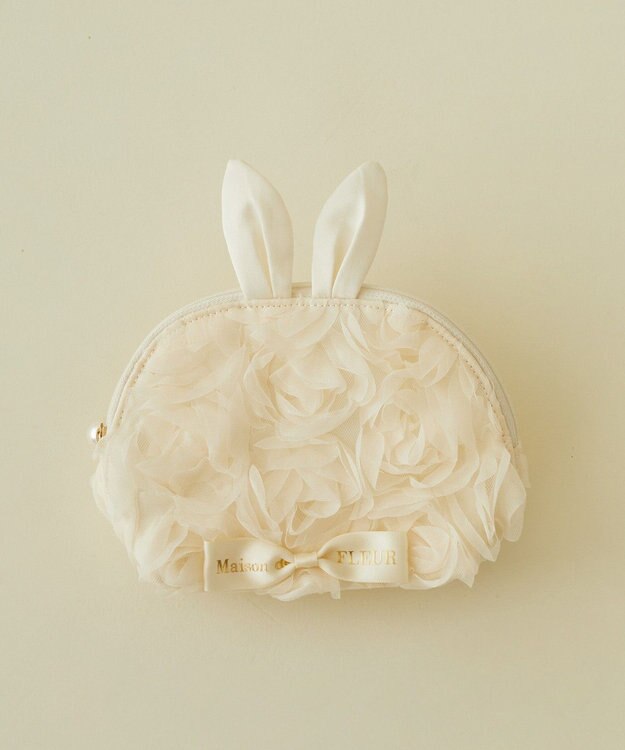 Maison de FLEUR チュールローズラウンドポーチ Ivory