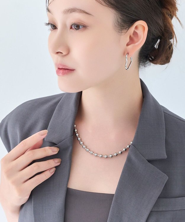Phoebe 【金属アレルギー対応】ドットラインネックレス　シルバー/ステンレス シルバー