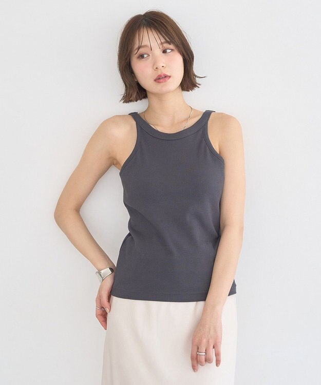 earth music&ecology アメスリテレコタンクトップ Charcoal Gray