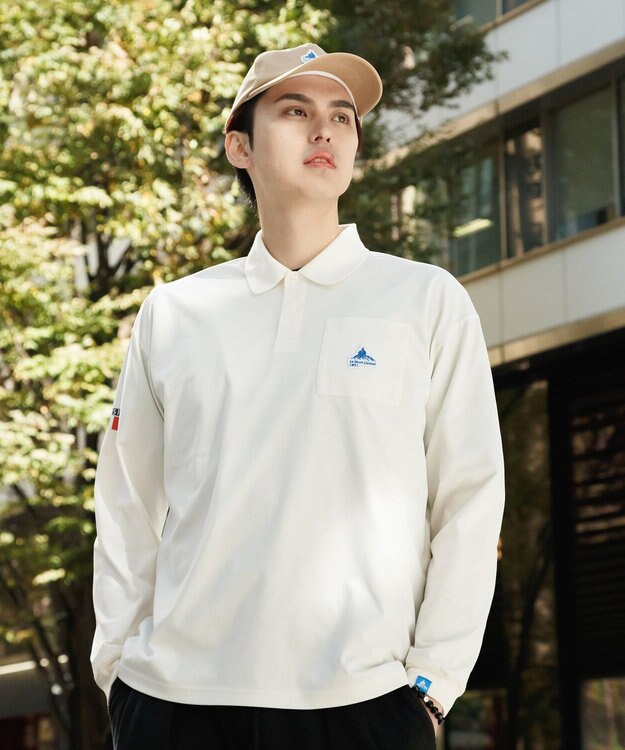 SHARE PARK MENS 【UVケア・吸水速乾・ストレッチ・軽量 】エンブレムポロTシャツ（L・XLサイズ） ホワイト系