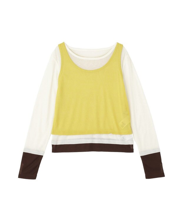 earth music&ecology SET2点ハイショクシアータンクトップ+ロンT Yellow