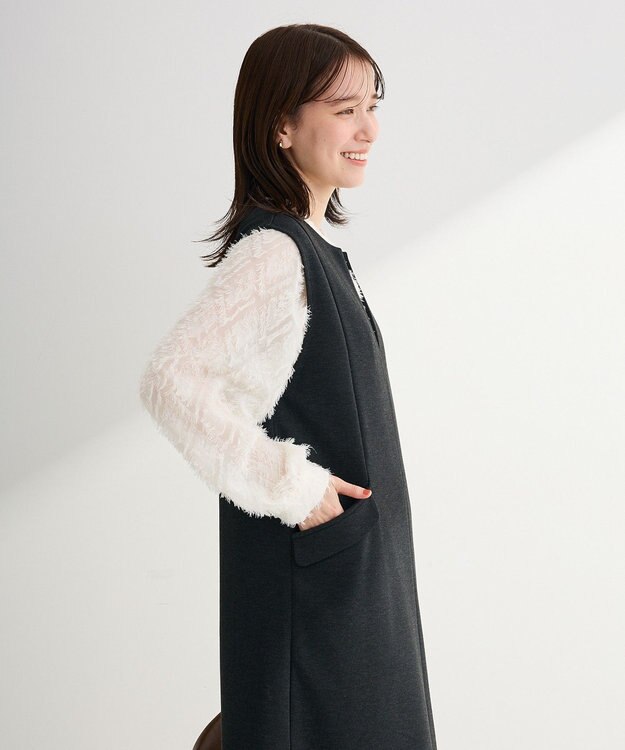 Green Parks 　ダンボールスキッパージャンパースカート Gray Mixture