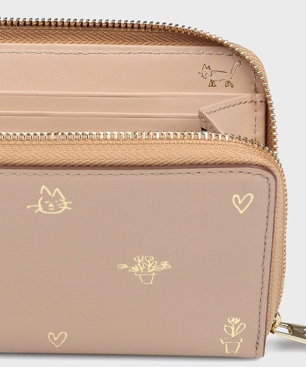 Paul Smith ミックスドゥードゥル ラウンドジップ 長財布 ベージュ