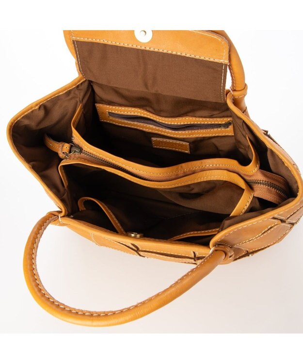 UNBILLION ピークスピーク PEAKSPEAK / 牛革パッチワーク・フラップトートL キャメル