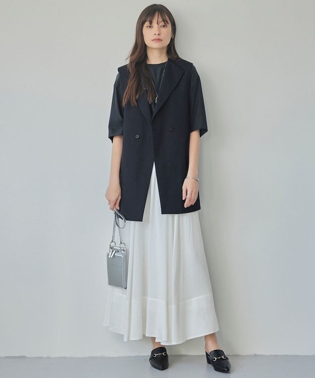 ICB 【接触冷感・UVケア・撥水・洗える】 LooseWeave ノーカラージレ ネイビー系