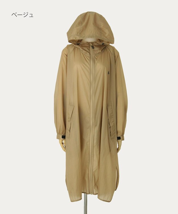 MOONBAT POLO RALPH LAUREN(ポロ ラルフローレン) ポロポニー レインコート ライトウェイト レインポンチョ  無地 フード 収納袋 レディース ベージュ