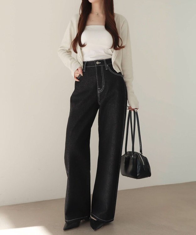 WEGO 【XS～Lサイズ展開/美脚】ストレートデニムパンツ デニムブラック