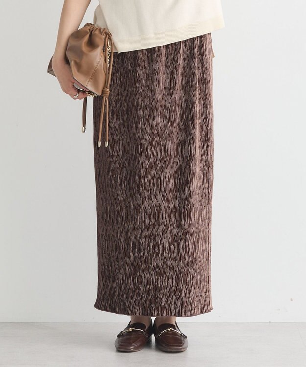 earth music&ecology シャイニーベロアスカート Brown