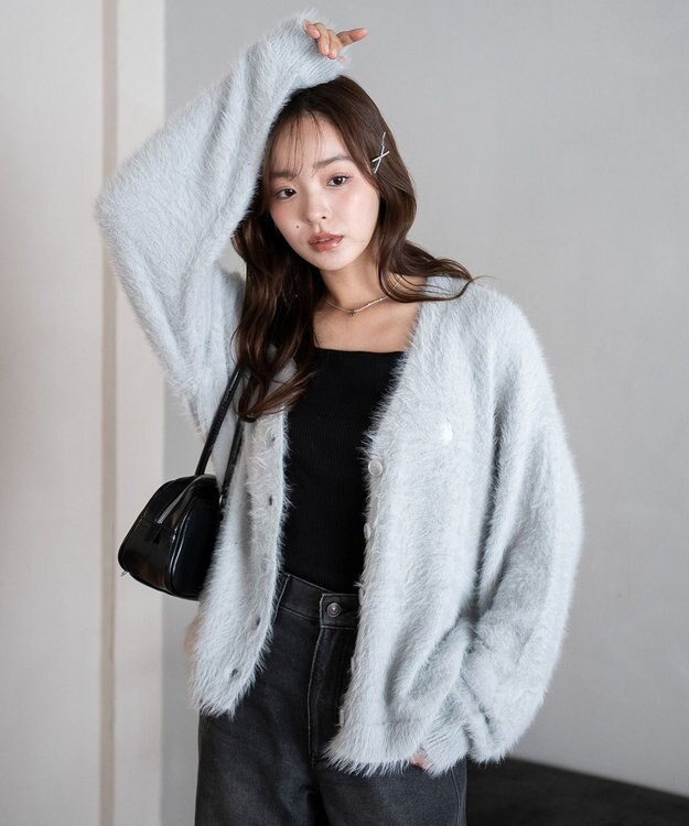 WEGO 【25年秋冬新作/WEB限定】別注USPOLOシャギーニットカーデ ブルー