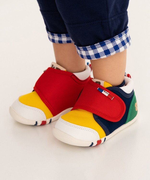 MIKI HOUSE HOT BISCUITS 【11.5-13cm】 ファーストベビーシューズ 赤×黄
