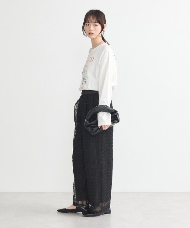 earth music&ecology レースパンツ Black