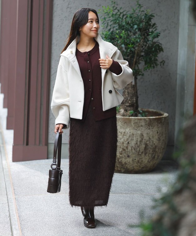 uncrave 【モデル村岡美里さん × uncrave STANDARD】ニットジャケット ボルドー