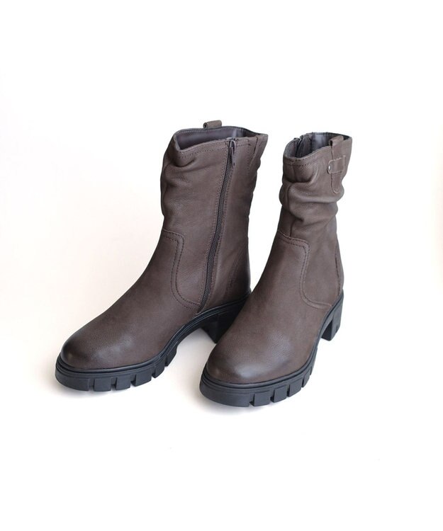 Pointer 本革ミドル丈ブーツ ダークブラウン