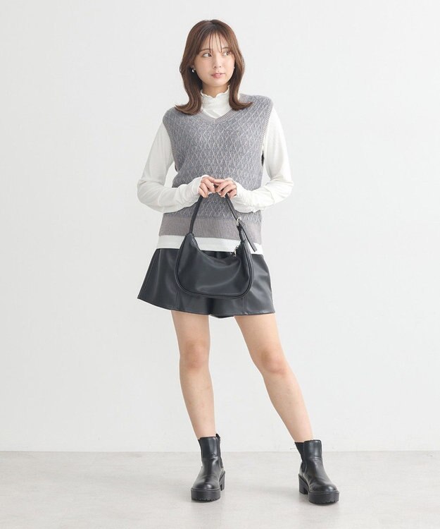 earth music&ecology ラメジャガードニットベスト Gray