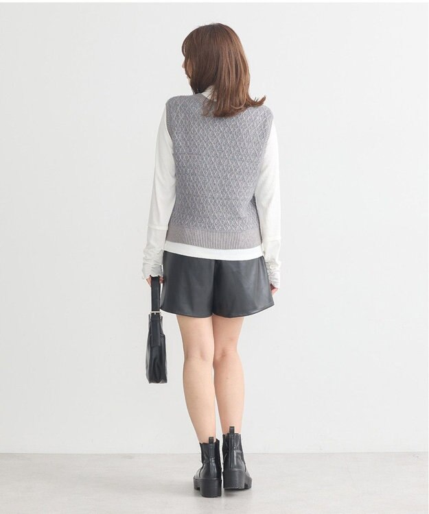 earth music&ecology ラメジャガードニットベスト Gray