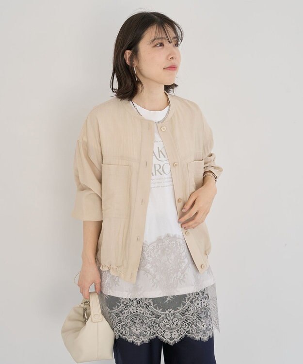 Green Parks シア‐シャツブルゾン Light Beige