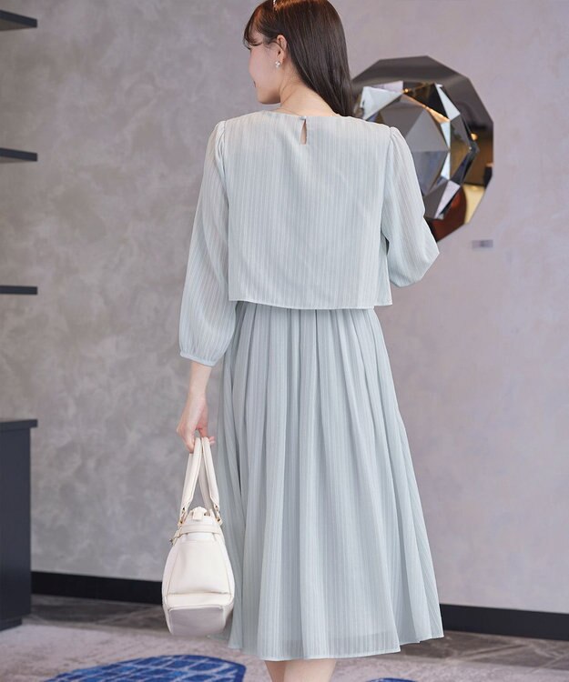 Tiaclasse 【新色追加】シフォンドレープワンピース サックスグレー