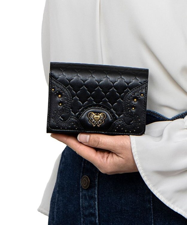 ANNA SUI エレノア 内Lファスナー二つ折り財布 クロ