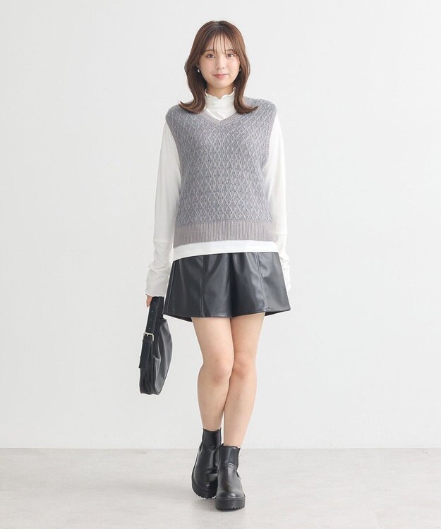 earth music&ecology ラメジャガードニットベスト Gray