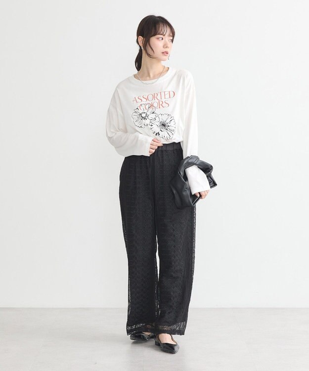 earth music&ecology レースパンツ Black