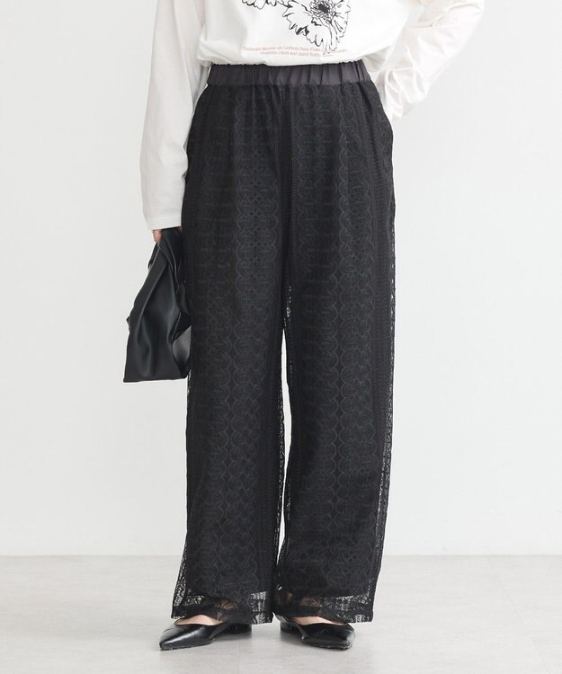 earth music&ecology レースパンツ Black