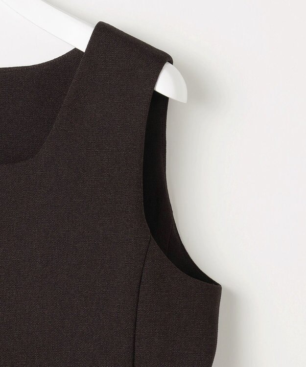 自由区 【セットアップ対応】リネンライクシンセティックノースリーブ ブラウス ダークブラウン