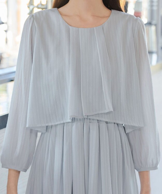 Tiaclasse 【新色追加】シフォンドレープワンピース サックスグレー