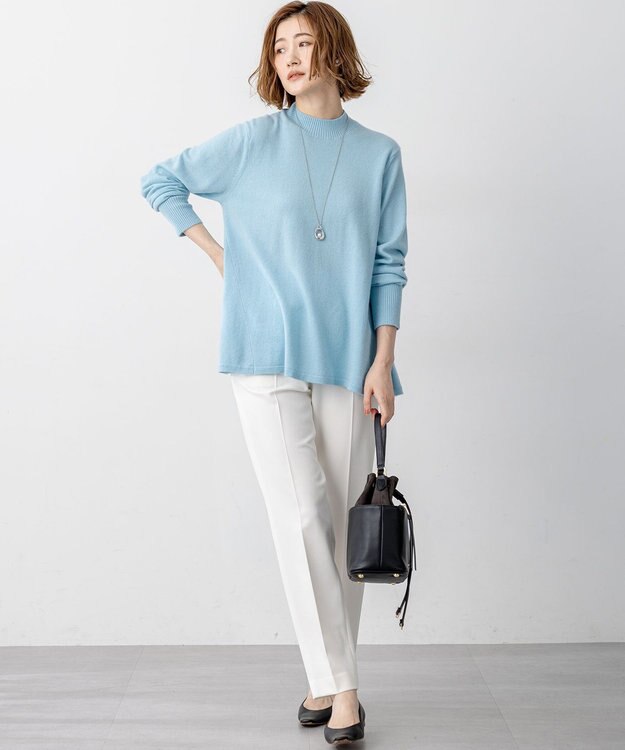 23区 S 【洗える】ピュアカシミヤ フレア ニット スカイブルー系