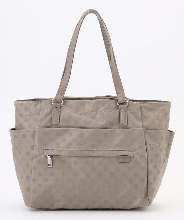 Y'SACCS ドットジャガードポーチ付きトートバッグ ライトグレー