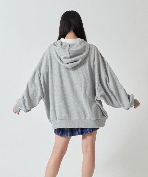 WEGO 【SCHOOLITEM】ルーズフィットプルパーカー 杢グレー