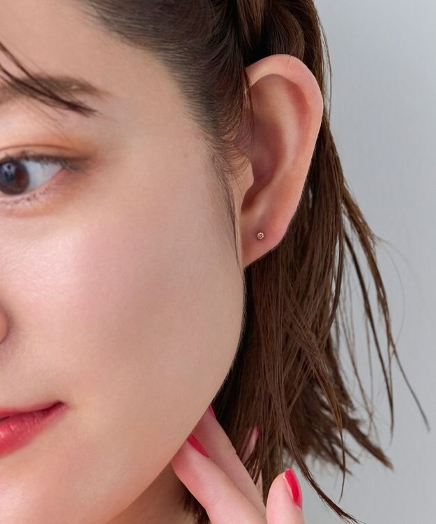 Phoebe 【K10】一粒ダイヤモンドピアス(片耳)　ローズゴールド ローズゴールド