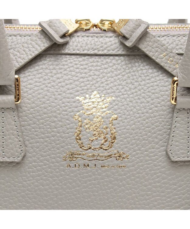 A.D.M.J. 【牛革】　ファスナーボストン ライトグレー