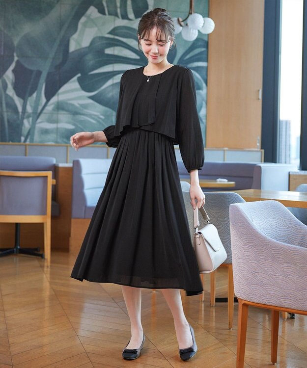 Tiaclasse 【新色追加】シフォンドレープワンピース ブラック