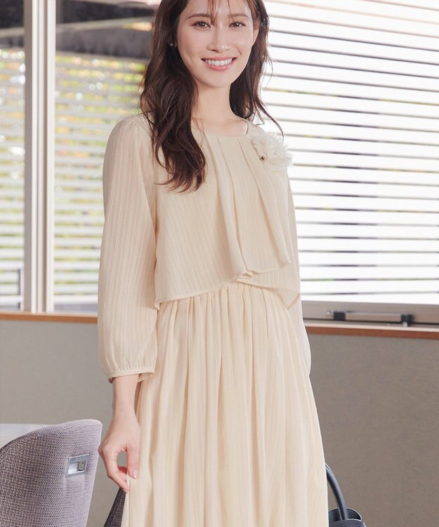 Tiaclasse 【新色追加】シフォンドレープワンピース アイボリー