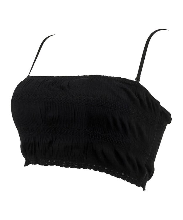 BRADELIS New York 【BRADELIS Me / ノンワイヤー】レーシィチューブトップブラ ストラップ取り外し可能 2way 補正ブラジャー ブラック